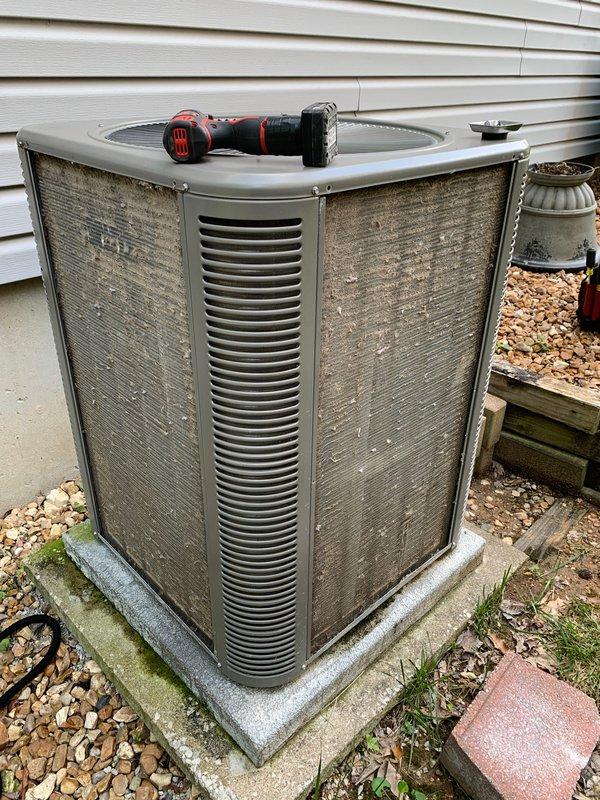 Completed comprehensive tune-up maintenance on outdoor condensing unit and indoor air handler for Home Depot service contract. Performed full system inspection including electrical connections, refrigerant levels, and component operation on 10-year-old equipment. Cleaned condenser coils, verified proper airflow, checked all safety controls, and ensured system is operating within manufacturer specifications for optimal performance.