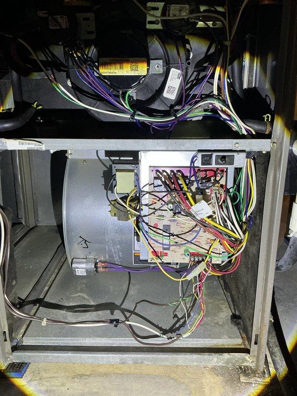 Completed comprehensive cooling tune-up maintenance on three residential air conditioning units located at ground level and in basement. Performed standard U10 preventive maintenance protocol including inspection of electrical components, control boards, transformers, capacitors, and wiring connections on all three systems. All units were found to be in operational condition with proper electrical connections and control sequences verified.