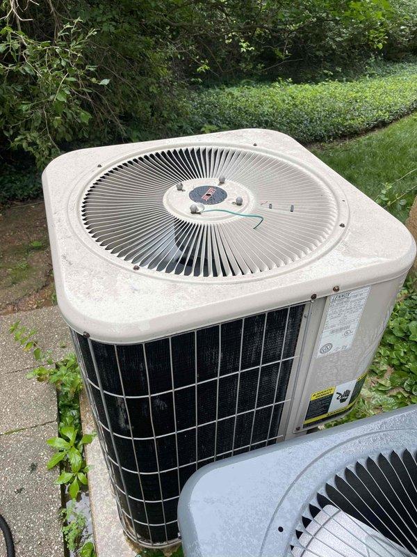 Completed comprehensive air conditioning tune-up service on single outdoor condensing unit for Home Depot work order #F59536971. Performed standard preventive maintenance inspection including checking refrigerant levels, cleaning condenser coils, testing electrical connections, verifying proper airflow through grilles, and inspecting the condenser fan operation. Verified and replaced 14x20x1 pleated air filter at the indoor air handler unit, ensuring optimal system performance and air quality for the residential HVAC system.