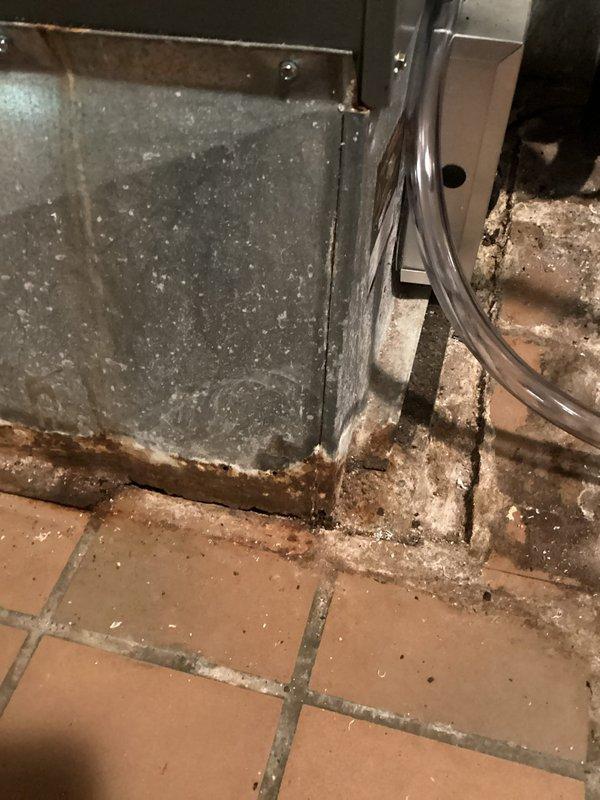 Replaced evaporator coil with unit serial number D06B08579. Due to the new coil's increased height, furnace was uninstalled to accommodate proper fitment. Modified condensate drain system using 10 feet of 3-inch PVC pipe with appropriate fittings, 3x2 reducers, and 2-inch PVC to ensure proper drainage configuration. Removed and disposed of failed evaporator coil. System reinstalled and verified operational.