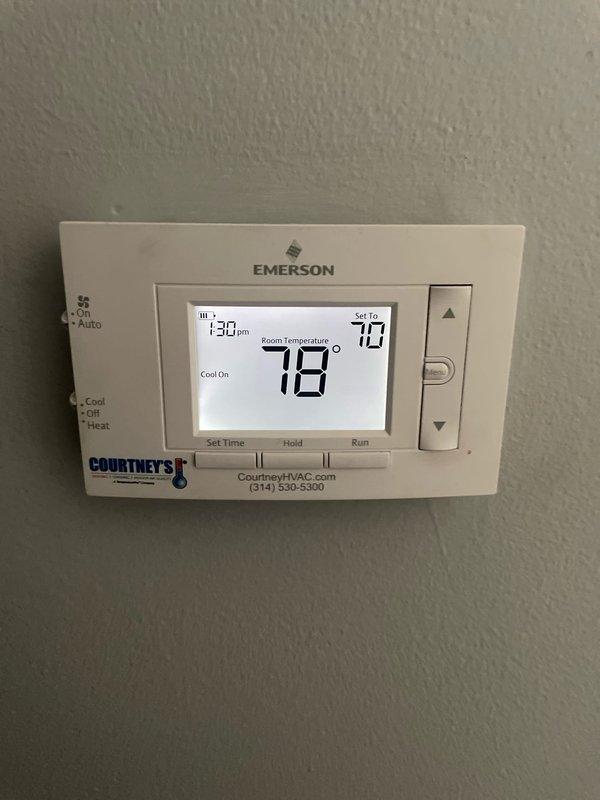Responded to no cooling call on 4-5 year old Lennox system with whole house affected. Upon arrival, found thermostat calling for cooling with setpoint at 70°F and room temperature at 78°F at 1:30 PM. Performed system diagnostics and measured supply air temperature at register reading 48.6°F, indicating unit producing adequate cooling. Determined airflow distribution issue or insufficient runtime rather than equipment failure. System operating within normal parameters with proper refrigerant temperatures achieved.