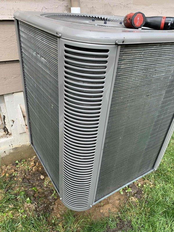 Completed comprehensive cooling tune-up on 6-year-old residential air conditioning system. Inspected and serviced outdoor condenser unit, verifying proper operation of compressor and fan assembly, checking refrigerant levels, and cleaning condenser coils. Replaced dirty air filter at indoor air handler to restore proper airflow and system efficiency.
