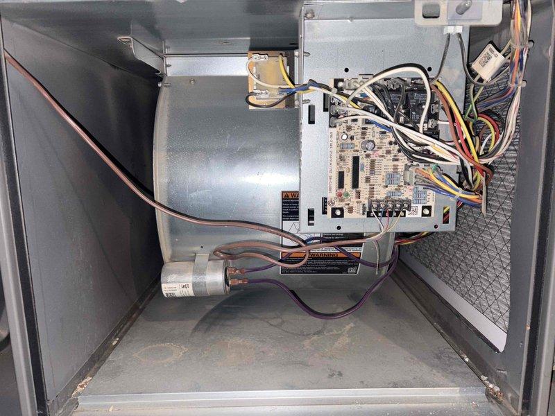 Completed comprehensive cooling system tune-up on 10-year-old outdoor AC unit located in backyard. Performed full system inspection including blower motor assembly, control board functionality, electrical connections, and wiring harness integrity. All components found operating within normal parameters with no deficiencies noted at time of service.