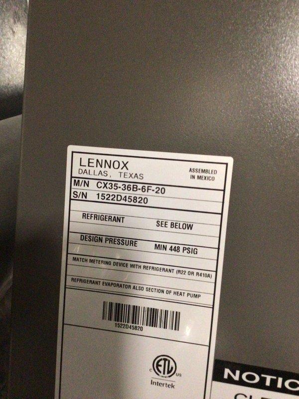 Completed preventative maintenance tune-up on two Lennox air conditioning units (U10 model year) located at side and rear of residence. Performed comprehensive system inspection, replaced air filter, verified refrigerant levels and pressures on both units, and documented equipment specifications including model CX35-36B-6F-20. Both systems operating within normal parameters upon completion.