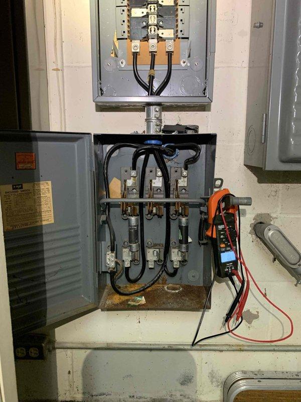 Responded to no power condition affecting two HVAC units. Upon arrival, performed voltage testing at the electrical service panel and discovered loss of power to dedicated HVAC circuits. Troubleshot the panel using digital multimeter to verify incoming power supply and tested individual breaker connections. Identified faulty breakers supplying the HVAC units, replaced defective breakers, and restored proper electrical connections to both systems. Verified correct voltage readings at all terminals and confirmed both HVAC units received proper power upon restoration.