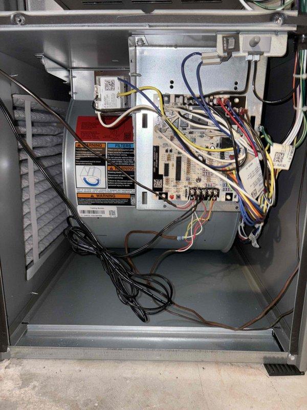 Completed comprehensive tune-up service on two residential AC units for new customer referred through Home Depot program. Performed standard preventive maintenance procedures including inspection of control boards, electrical connections, and internal components on both outdoor condensing units. All wiring connections, safety labels, and control assemblies were verified to be in proper working condition with no immediate repairs required.