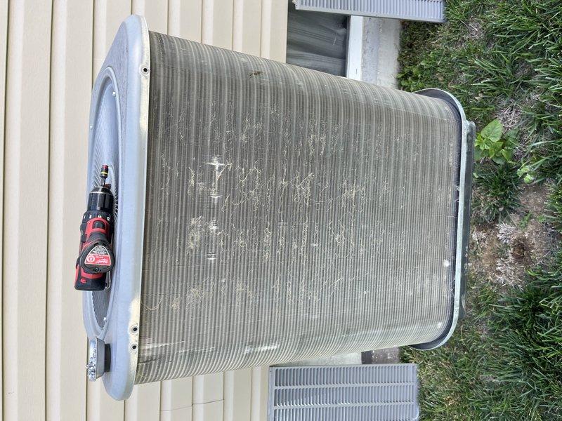 Completed preventive maintenance tune-up on 7-year-old outdoor condensing unit located on side of residential property. Performed comprehensive system inspection including electrical connections, refrigerant line integrity, and condenser coil condition. Unit found to be operating within normal parameters with typical weathering for age and outdoor exposure; all components functioning properly upon completion of service.