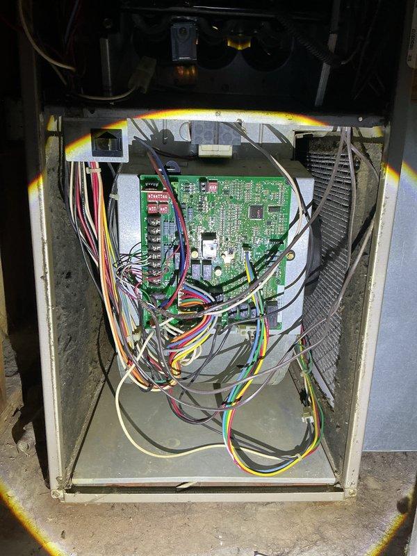 Completed cooling maintenance tune-up on 23-year-old Carrier air conditioning system. Performed comprehensive system inspection including control board evaluation, electrical connections check, and air filter assessment. System found operating properly with all components functioning within normal parameters at time of service.