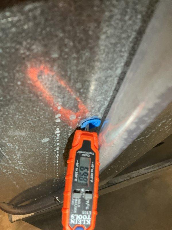 Completed scheduled cooling maintenance on a 9-year-old air conditioning system. Performed comprehensive AC tune-up including system diagnostics, temperature and airflow measurements at supply ductwork using digital testing equipment, and inspection of attic-mounted HVAC components. System evaluated and confirmed operational with all parameters within acceptable range.
