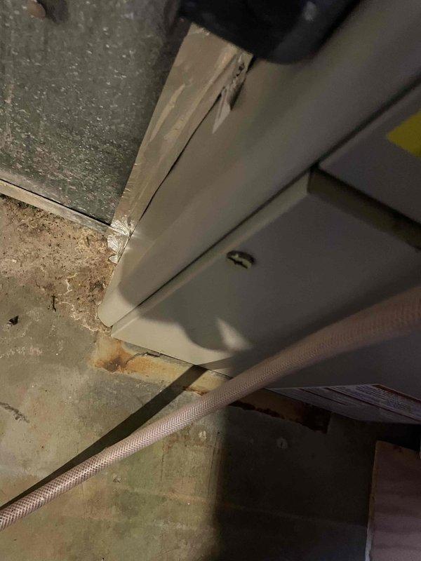 Responded to no-cooling complaint following previous tune-up service on single residential AC system located in backyard. Upon inspection, accessed air handler unit in crawlspace and identified issues with ductwork installation and system cleanliness affecting airflow and performance. Performed necessary corrections to resolve cooling deficiency, verified proper system operation, and documented equipment condition with photographs showing air handler, supply ductwork, refrigerant lines, and surrounding mechanical space. System restored to proper cooling operation and recall service completed successfully.