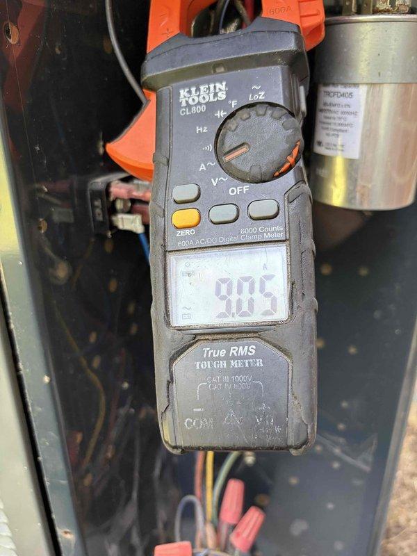 Responded to no cooling call on 2001 Lennox air conditioning system. Upon arrival, performed diagnostic testing using digital manifold gauges and clamp meter to assess system performance. Measured refrigerant pressures showing 289 PSIG on high side and 93.2 PSIG on low side, along with electrical readings of 90.5 amps, indicating potential compressor or refrigerant charge issues requiring further evaluation and repair.