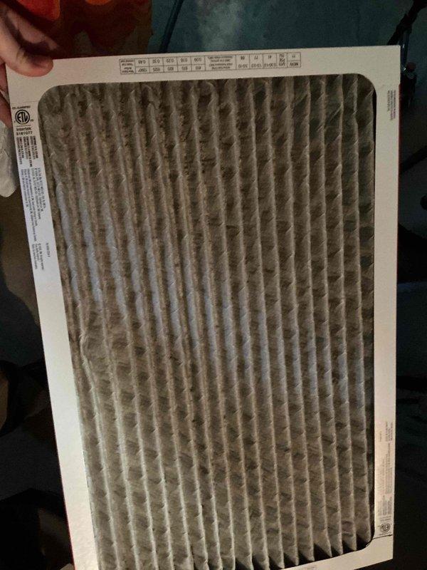 Responded to no cooling call with reported intermittent fan operation and unusual noise. Upon inspection, found severely restricted airflow due to heavily clogged air filter with significant dust and debris accumulation. Replaced dirty filter and verified proper system operation. Unit tested successfully with normal cooling cycle, consistent fan operation, and no abnormal sounds. System restored to proper working condition.