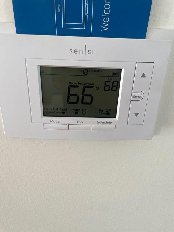Responded to callback for water leakage from newly installed basement AC unit. Upon inspection, verified thermostat operation and system functionality, with unit cycling properly and maintaining set temperatures. Addressed the reported water leak issue and confirmed proper system operation with no active leakage observed at time of service.