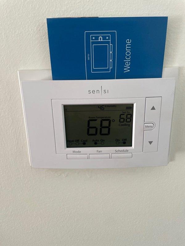 Responded to callback for water leakage from newly installed basement AC unit. Upon inspection, verified thermostat operation and system functionality, with unit cycling properly and maintaining set temperatures. Addressed the reported water leak issue and confirmed proper system operation with no active leakage observed at time of service.