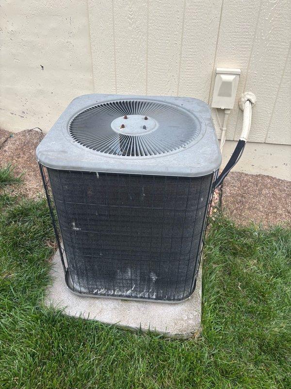 Responded to service call for reported obstruction in air conditioning system at residential property. Upon inspection of 10-year-old outdoor condenser unit located on side of home, discovered severely damaged and charred electrical wiring with complete insulation failure and exposed conductors. Wire exhibited significant heat damage and electrical burning, indicating dangerous fault condition. Removed compromised wiring, replaced with proper gauge conductor, and restored electrical connections to manufacturer specifications. Verified unit operation, tested electrical draws, and confirmed system functionality. Unit now operating safely with no further obstructions or electrical hazards present.