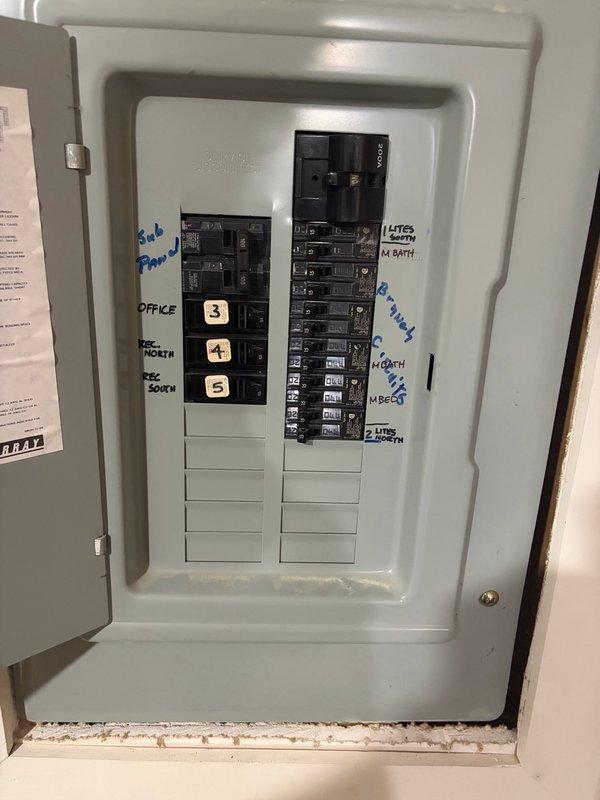 Conducted comprehensive site assessment for electric vehicle charging station installation. Evaluated existing electrical infrastructure including main service panel and sub-panel capacity, documented current circuit breaker configuration and available spaces, and photographed panel layout to determine feasibility and electrical requirements for Level 2 EV charger installation.