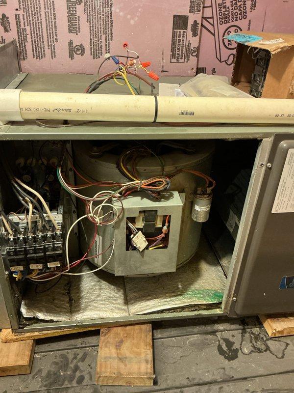 Completed comprehensive AC tune-up on 12-year-old residential split system located at ground level. Performed full system inspection including condenser unit cleaning, coil evaluation, electrical connection testing, and blower assembly assessment. Condenser grille showed moderate debris accumulation which was addressed during service, and all internal components including capacitor, control board, and wiring connections were inspected and found operational.