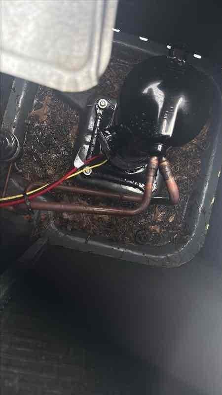 Replaced failed compressor under warranty on HVAC system. Installed new compressor unit, connected all electrical wiring and refrigerant lines, and verified proper operation. System restored to full cooling capacity with one unit operational.