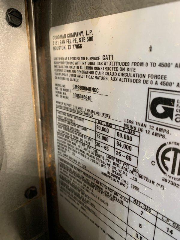 Completed cooling maintenance tune-up on a 16-year-old Goodman air conditioning system with model number GMS80904BNCC. Performed comprehensive system inspection, verified proper operation of all components, and confirmed adequate airflow with 16x25x1 filter in place. System found to be operating within manufacturer specifications with no deficiencies noted at time of service.