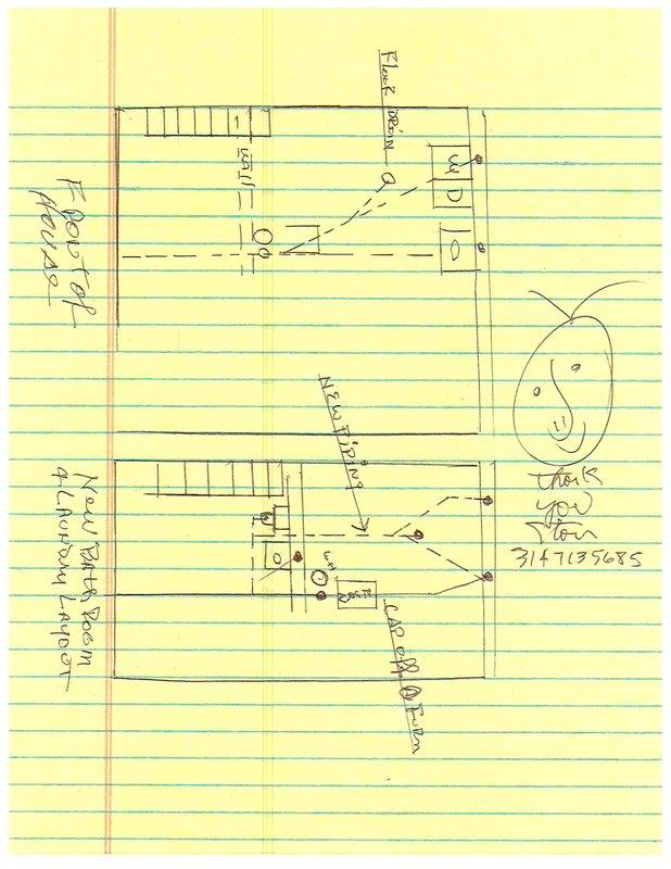 Completed rough-in plumbing installation for one water closet and one lavatory with re-venting to first floor bathroom. Opened 4ft x 4ft section of wall behind bathroom to expose existing plumbing, excavated concrete floor to create trenches for new piping, and installed PVC drainage lines. Reconnected vent lines from basement to first floor bathroom, ran hot and cold water supply lines to serve toilet and lavatory fixtures, and completed all underground piping work in accordance with permit requirements.