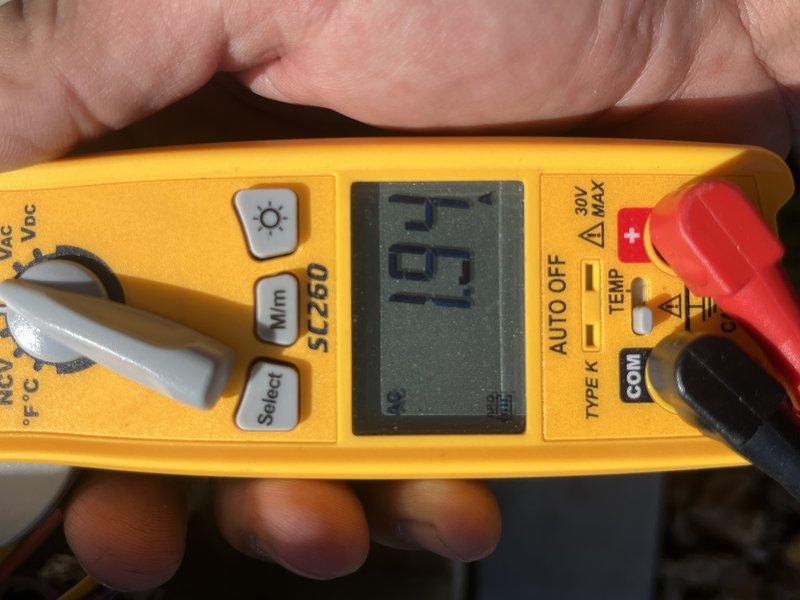 Responded to service call for air conditioning unit that would not hold refrigerant charge after customer attempted self-service recharging. Upon arrival, performed diagnostic testing using digital multimeter to assess electrical components and system performance. Testing revealed refrigerant leak in the system preventing proper charge retention. Conducted thorough inspection of refrigerant lines, connections, and components to identify leak source affecting the entire unit's cooling capacity.