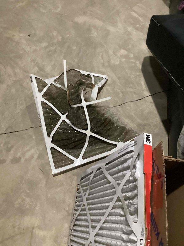 Responded to service call regarding furnace filters becoming stuck inside unit. Confirmed correct filter size needed is 23x20x1 and provided guidance on proper installation technique to prevent future jamming issues. Replaced heavily soiled filter with new unit and demonstrated correct insertion method to ensure proper airflow and system operation.
