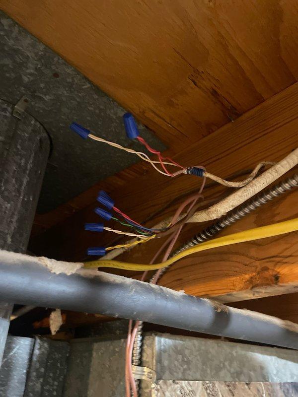 Responded to recall for newly installed AC unit with continuous fan operation. Upon arrival, inspected Lennox furnace and air handler system in basement mechanical room. Identified wiring issue at thermostat control circuit where fan relay was remaining energized due to improper wire termination at air handler. Corrected wire connections at control board, secured all terminations with proper wire nuts, and verified thermostat communication. Cycled system through multiple heating and cooling calls to confirm proper fan operation and automatic shutoff. Unit now operating correctly with fan cycling as commanded by thermostat.
