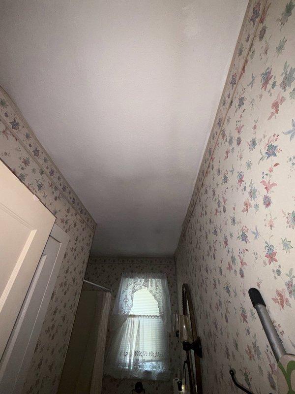 Returned to property to reevaluate electrical estimate originally prepared in November. Conducted thorough visual inspection of residential interior spaces, including hallway area with visible ceiling discoloration and basement storage room with drop ceiling system. Documented current conditions through photography for updated assessment purposes. No electrical work performed during this visit.