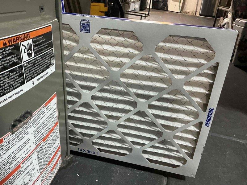 Responded to no cooling complaint on residential Lennox furnace system (Unit 10). Upon arrival, performed diagnostic inspection of HVAC equipment and replaced dirty 16x25x1 Aerostar pleated air filter that was restricting airflow. System tested and confirmed operational with proper cooling restored.