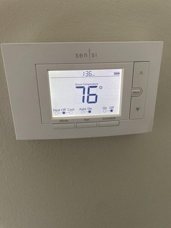 Responded to no cooling call for dual HVAC system with both units under two years old. Upon arrival, verified thermostat was set to cooling mode and calling for 76°F. Inspected basement-located air handler and associated ductwork, checking electrical connections, refrigerant lines, and condensate drainage system. Diagnosed issue and restored cooling operation to both Lennox units, ensuring proper airflow and system function throughout the home.