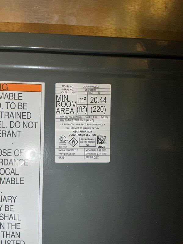 Completed preventive maintenance tune-up on a single heat pump/air conditioner unit, model CAPTA802X25AA, located in the side yard. Performed comprehensive system inspection including cleaning of air return grille, verification of refrigerant levels, and assessment of all operational components. Unit is 0-5 years old and confirmed to be functioning properly with all safety labels and manufacturer specifications intact.