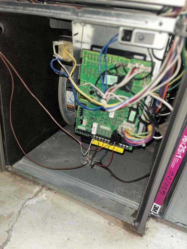 Completed comprehensive cooling maintenance on 13-year-old air conditioning system. Performed standard tune-up procedures including inspection of control board and electrical connections, verification of all wire terminations and capacitor function, and replacement of dirty air filter. System tested and confirmed operational with all components functioning properly.