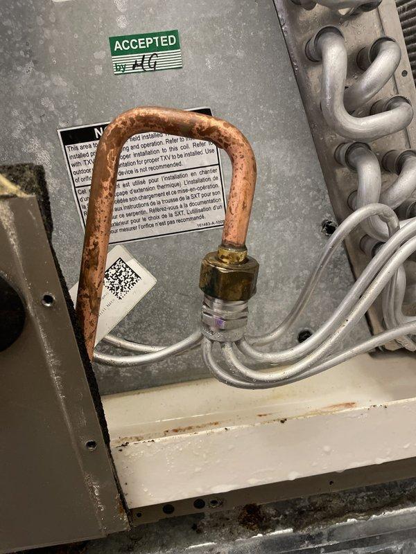 Returned to property to replace incorrect piston on second-floor evaporator coil following recent installation. Retrieved correct piston from supply house, installed proper component, and verified system operation. Thermostat confirmed cooling mode active with system maintaining setpoint, completing warranty callback successfully.