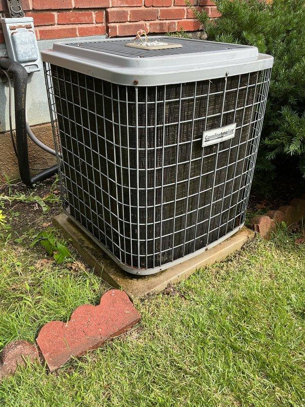 Completed comprehensive cooling system tune-up and inspection for first-time customer at newly purchased residence. Performed full preventative maintenance on outdoor condenser unit, which was found to be in good operating condition with protective cage enclosure and proper concrete pad installation. Inspected indoor air handler components, electrical connections, and control systems; documented equipment age and location information for new homeowner's records.