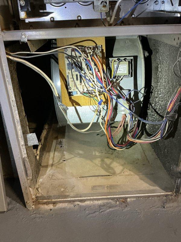 Completed comprehensive cooling system tune-up and inspection for first-time customer at newly purchased residence. Performed full preventative maintenance on outdoor condenser unit, which was found to be in good operating condition with protective cage enclosure and proper concrete pad installation. Inspected indoor air handler components, electrical connections, and control systems; documented equipment age and location information for new homeowner's records.