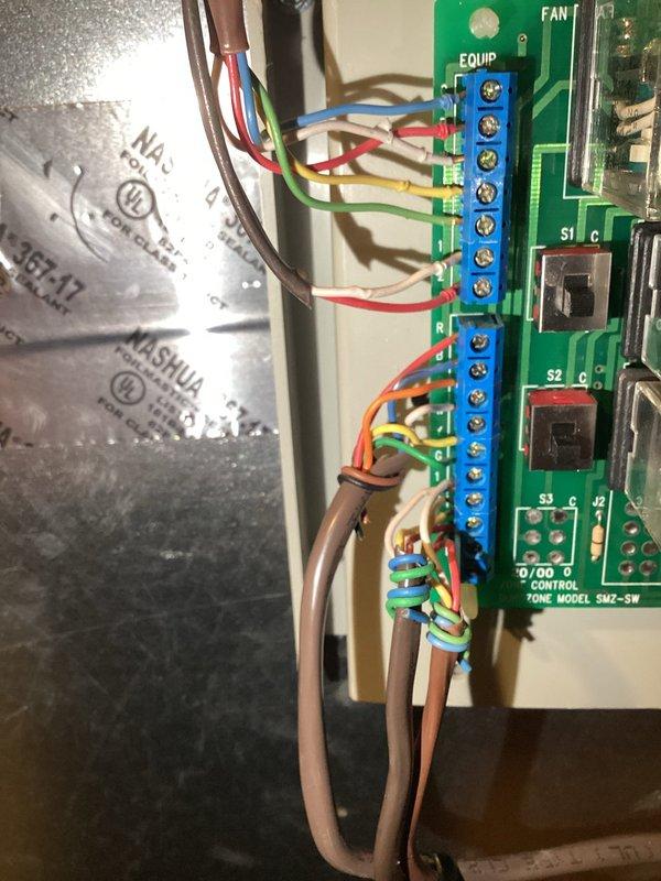Returned to site to restore system operation following previous service call. Evaluated zone control panel wiring configuration and determined bypass of zone panel was necessary to restore functionality. Completed electrical bypass wiring to enable direct operation of HVAC equipment, bypassing the SM2-SW zone control board. System tested and confirmed operational upon completion.