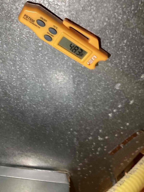 Responded to no-cool complaint on ground-level unit U10 where system was unable to maintain 68°F setpoint, with indoor temperatures rising to nearly 80°F during hot weather. Performed diagnostic evaluation of cooling system including airflow assessment and temperature measurements at supply ductwork, which registered 48.5°F at the plenum. Inspected attic access point and evaluated air distribution system for proper operation. System evaluated and findings documented with thermal imaging to verify cooling performance and identify cause of temperature stabilization issues.
