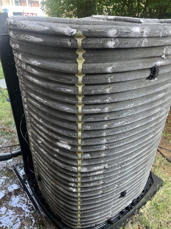 Responded to no cooling complaint on residential system over 10 years old. Upon arrival, confirmed condenser fan motor not operating while compressor attempted to run. Diagnosed failed dual run capacitor showing zero microfarads on both common and fan terminals. Replaced defective capacitor with proper OEM replacement, verified correct wiring connections, and tested system operation. Unit now cooling properly with condenser fan and compressor running within normal parameters.