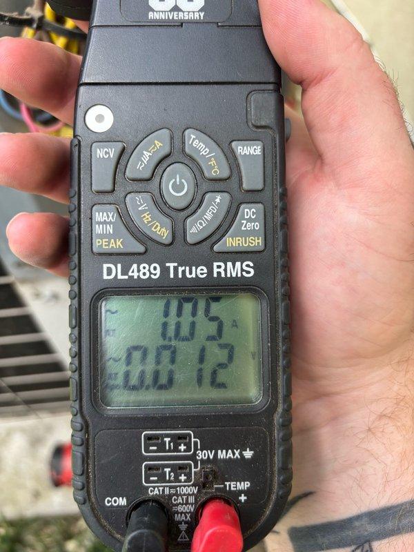 Completed preventive maintenance tune-up on outdoor AC unit located at side of home. Performed comprehensive system diagnostics using digital multimeter to verify electrical readings and system performance. Replaced dirty air filter per customer request to ensure proper airflow and system efficiency.