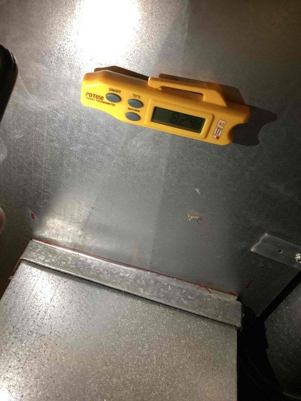 Responded to callback for frozen HVAC unit on 14-year-old system. Inspected air filter which showed significant debris accumulation and restricted airflow. Measured supply air temperature at ductwork using digital thermometer to verify system performance after addressing airflow restriction.