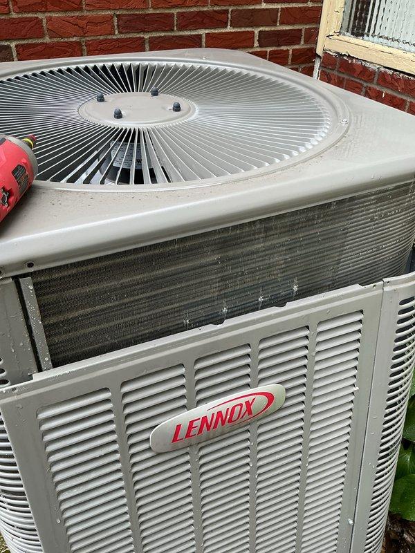 Performed comprehensive cooling system tune-up on 1-year-old Lennox air conditioning unit with no reported operational issues. Completed full system inspection including condenser unit evaluation, refrigerant level verification, electrical component testing, and airflow assessment. Filter inspection revealed heavy dust and debris accumulation requiring replacement to maintain optimal system performance and indoor air quality.