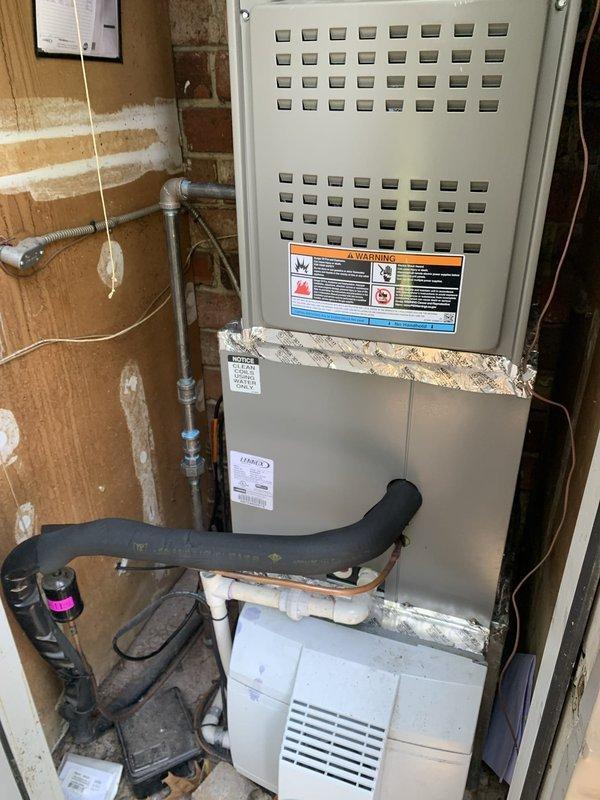 Replaced evaporator coil for sunroom HVAC system located in exterior closet. Uninstalled existing furnace to access coil, then reconfigured gas line, electrical connections, and sheet metal ductwork during reinstallation. System restored to proper operation with temporary cooling maintained throughout service due to multiple systems in residence.
