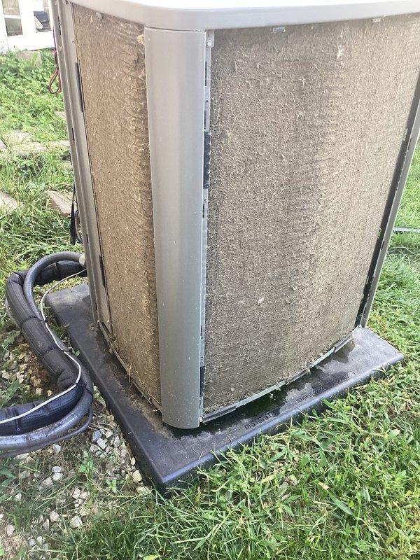 Completed comprehensive cooling season tune-up on a 3-year-old Lennox system. Performed full system inspection, cleaned condenser coils with significant dirt and debris accumulation on exterior panels, checked refrigerant charge and pressures, tested electrical components and capacitors, verified proper airflow and thermostat operation. Unit operating within manufacturer specifications upon completion, with improved efficiency after exterior cleaning and standard maintenance procedures.