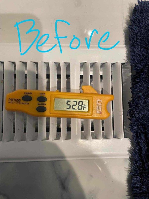 Responded to service call for non-functioning zoning system on 6-year-old Lennox air conditioning unit. Upon arrival, confirmed air handler was operating but zoning dampers were not responding to thermostat calls. Performed diagnostic testing of zone control panel and damper actuators. Identified communication failure between zone controller and damper motors. Verified and corrected wiring connections at zone control board. Tested individual zone dampers for proper operation and calibrated actuator positions. Measured supply air temperatures before and after service, with readings improving from 52.8°F to 51.8°F, confirming proper airflow distribution. Cycled system through all zones to verify each damper opened and closed on demand. Restored full zoning functionality with all zones now responding correctly to their respective thermostats.
