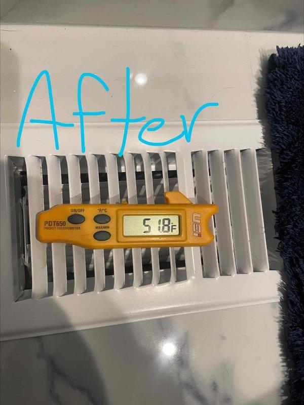 Responded to service call for non-functioning zoning system on 6-year-old Lennox air conditioning unit. Upon arrival, confirmed air handler was operating but zoning dampers were not responding to thermostat calls. Performed diagnostic testing of zone control panel and damper actuators. Identified communication failure between zone controller and damper motors. Verified and corrected wiring connections at zone control board. Tested individual zone dampers for proper operation and calibrated actuator positions. Measured supply air temperatures before and after service, with readings improving from 52.8°F to 51.8°F, confirming proper airflow distribution. Cycled system through all zones to verify each damper opened and closed on demand. Restored full zoning functionality with all zones now responding correctly to their respective thermostats.