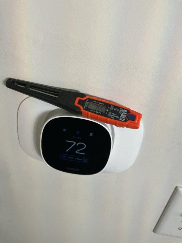 Responded to no cooling call on recently installed Lennox system affecting entire home. Upon arrival, performed diagnostic testing using digital multimeter and non-contact voltage tester at equipment junction box and electrical panel. Verified thermostat functionality and temperature settings at wall-mounted control unit reading 72°F. Identified and resolved issue preventing system operation. Unit restored to normal cooling function with proper airflow throughout home. All electrical connections verified secure and system tested through complete cooling cycle to confirm proper operation.