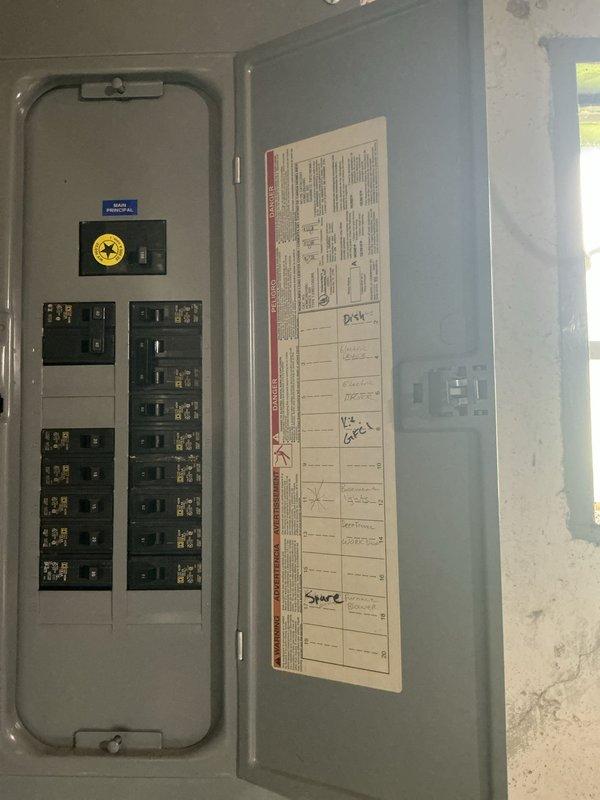 Responded to utility company notification regarding a hot meter socket requiring repair or replacement on the exterior south side of the residence. Conducted thorough inspection and assessment of the existing electrical service equipment, including the main electrical panel and meter socket connection. Documented current conditions of the main service panel, circuit breaker configuration, and overall electrical system integrity through photographic evidence to support estimate preparation for necessary repairs to bring the meter socket into compliance with utility company requirements.