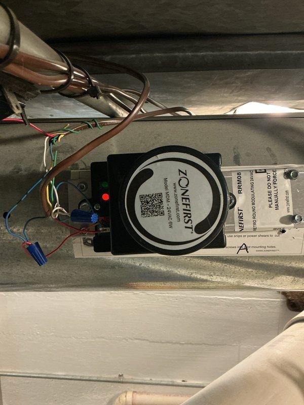 Replaced three zone dampers in the HVAC system to restore proper zoning functionality. Installed new Honeywell ZoneFast motorized damper actuators with modulating controls and manual override capability. Successfully tested system operation in both heating and cooling modes to verify proper damper response and zone control.