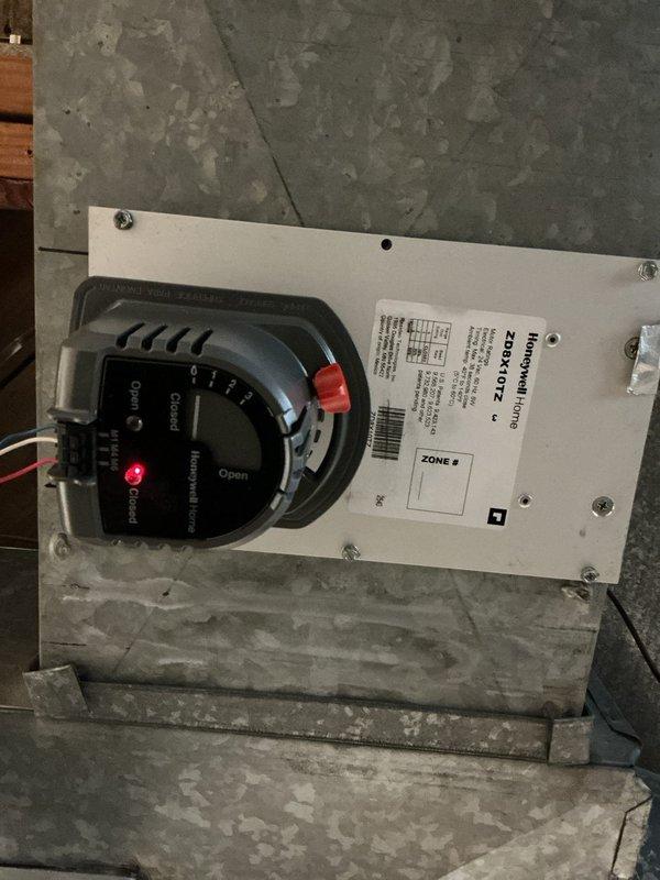 Replaced three zone dampers in the HVAC system to restore proper zoning functionality. Installed new Honeywell ZoneFast motorized damper actuators with modulating controls and manual override capability. Successfully tested system operation in both heating and cooling modes to verify proper damper response and zone control.