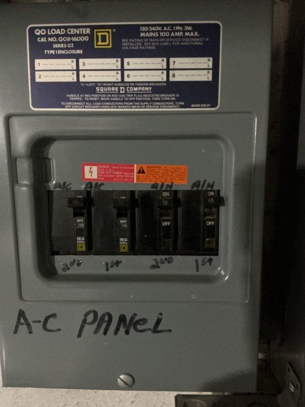 Responded to no cooling call affecting both AC units and thermostats at residential property. Upon arrival, inspected dedicated AC electrical panel and found complete power loss to both systems. Using Fluke 902+ clamp meter, verified incoming voltage at 162V, indicating severe undervoltage condition causing both units and thermostats to shut down. Identified utility power supply issue as root cause requiring electrical service provider intervention. Advised customer to contact utility company immediately to restore proper voltage levels before AC systems can safely resume operation.